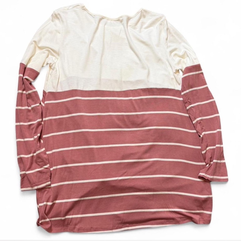 Pink & White Striped Color Block Twist Front Top - Picture 3 of 16